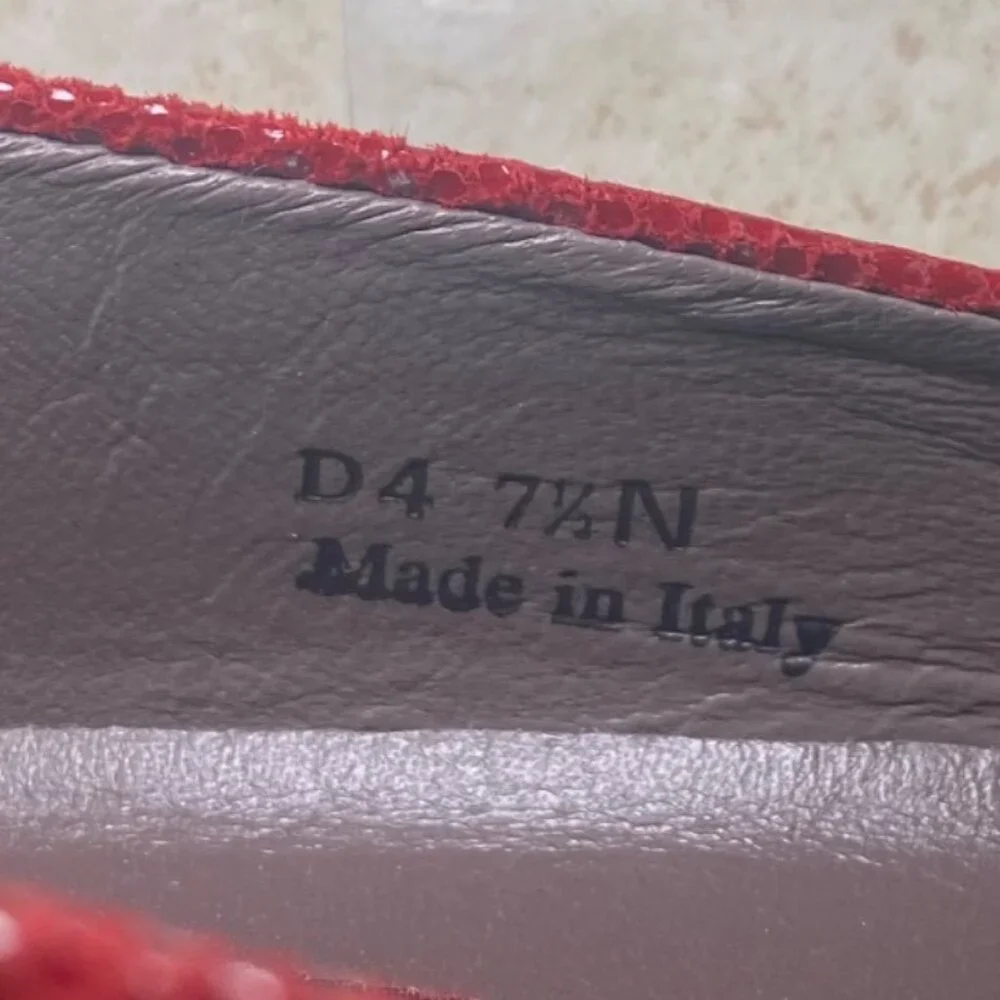 SAS Womens Red Leather Wedge Low‎ Heel Shoes Professional Career Office